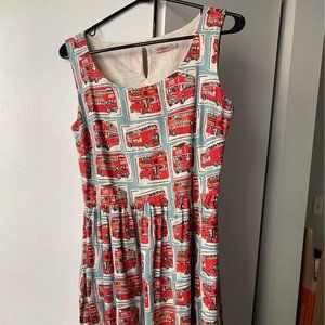 Cathy Kidston A Line Double Decker Print Dress (UK size 10, US size 8)